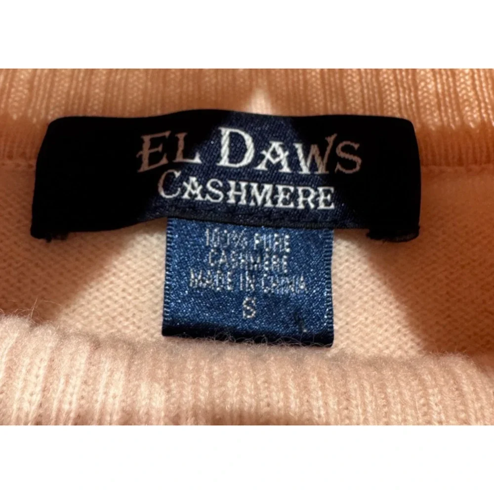 Vintage El Daws Pure Cashmere Turtleneck Womens Sz S w Ruffle Scarf 2 PC Pink